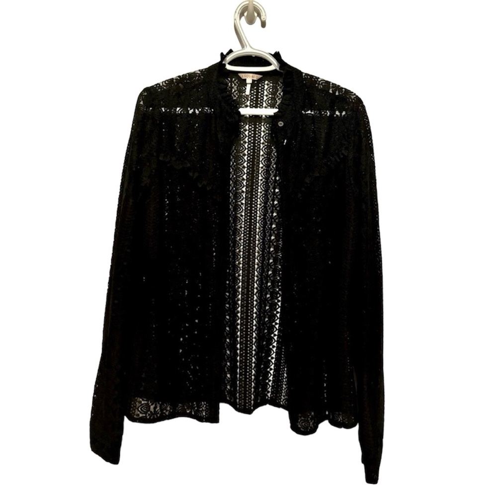 Esqualo all lace blouse with ruffle collar black Size US 8